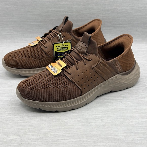 Skechers Men's 9 Shoes Brown Slip Ins Sneakers Hands Free Comfort Garner 210803